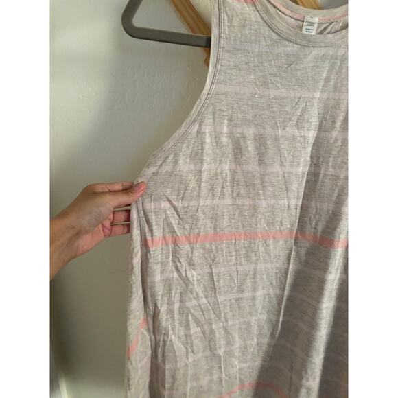 Lululemon Top Women's 4 All Tied Up Tank Pink Stripes Heathered Dune Pima Cotton - Picture 3 of 6